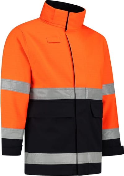 Dapro Blaze Multinorm Regenjas - Maat S - Marineblauw/Hi-Vis Oranje - Vlamvertragend , antistatisch , Lasnorm , vlamboog en chemicaliën resistent - Doorwerkjas