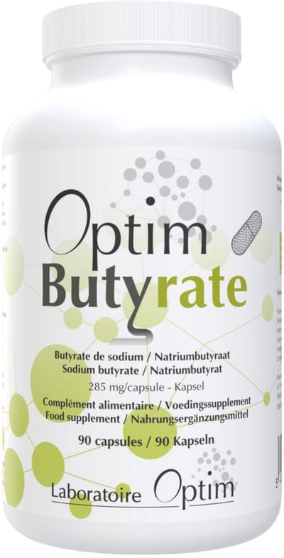 Optim Butyrate - Butyraat supplement Omhuld Natriumbutyraat 285 mg - Boterzuur - 90 capsules butyraat - Darmtransit - Vervangt Butycaps - Butyric acid Supplement - butyrate sodium