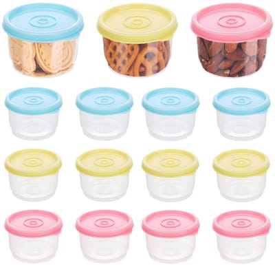 Allecto - Vriesdozen - Herbruikbaar - Stapelbaar - 12 stuks - 160 ml - Voedselopslag - Geschikt voor magnetron - Roze, blauw, groen