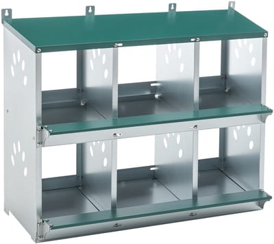 Legnest 6-Vaks - met 86° Eierrolsysteem en Schuine Bodem - Metalen Nestkast - Groen