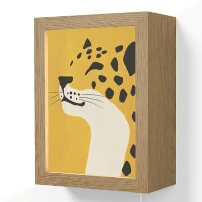 Wandlamp 15x20 cm - Oplaadbaar - Cheetah - Illustratie - Geel - Wandlampen binnen woonkamer - Slaapkamer lamp met kabel - Decoratieve nachtlamp - Vloerlamp snoer