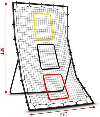Triumpunpre Honkbal- en softbalreboundnet 182x121,9x60 cm, zwart werpnet met 3 doelzones, reboundbord voor werp- en verdedigingstrainingTriumpunpre