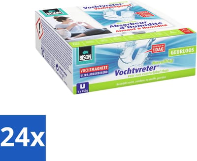 Bison - Ambiance - Vochtvreter - Vochtmagneet - Navulverpakking - 450 Gram - 1 stuk - Geurloos - Voordeelverpakking - 24 stuks