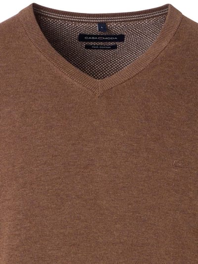 Casa Moda Heren Trui Met V-Hals Pima-Katoen 004430-679 Beige - 3XL