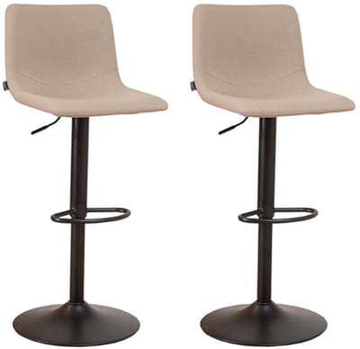 Bronx71® Scandinavische barkruk Eva draaibaar gerecyclede stof taupe 60-76 cm - Barkrukken set van 2 - barstoel