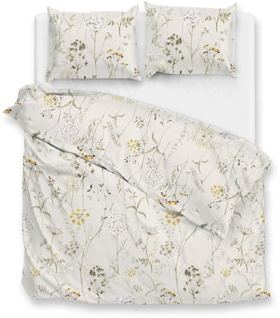 Zohome Leontine Dekbedovertrek - Naturel - Tweepersoons - Dekbedhoes van 100% Katoen-Flanel - Bloemen - 200x220 + 2 slopen 60/70 cm - AW25