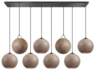 ETH Orb balk hanglamp 6x E27 Taupe glas 2x20+25cm+30cm glas / zwart 130x30cm (BESTAAT UIT 2 DOZEN)