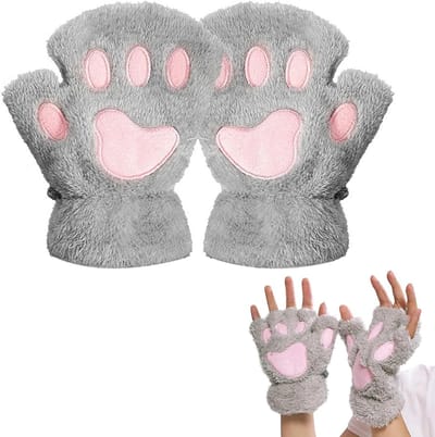 Dikke en Warme Vingerloze Handschoenen voor Dames en Meisjes met Cartoon Dierenontwerp voor de Winter