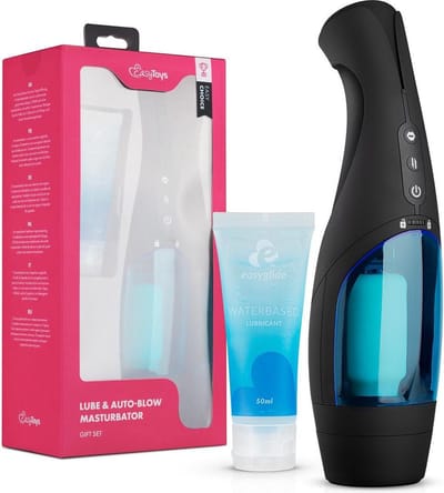 Easy Choice - Thrusting Masturbator - Sex Toys voor Mannen - Masturbator voor Man - Masturbators - Pocketpussy - Glijmiddel Waterbasis - EasyGlide Glijmiddel - Erotische Giftset - Cadeau Man - EasyToys - Zwart