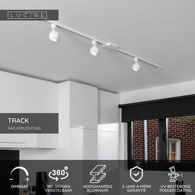Lucide TRACK FAVORI Railspot - 1-fase Railsysteem / Railverlichting - 1xGU10 - Wit (Uitbreiding)