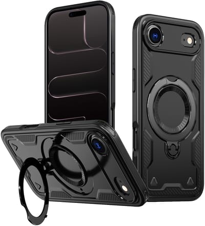 Hoesje Geschikt voor iPhone 17 Air - Armor hoes met Ringhouder - Arara backcover - Zwart
