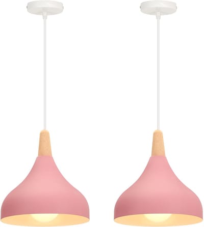 2 Stuks Hanglamp Moderne Slaapkamer Scandinavische Kroonluchter voor Woonkamer Keuken Restaurant Roze
