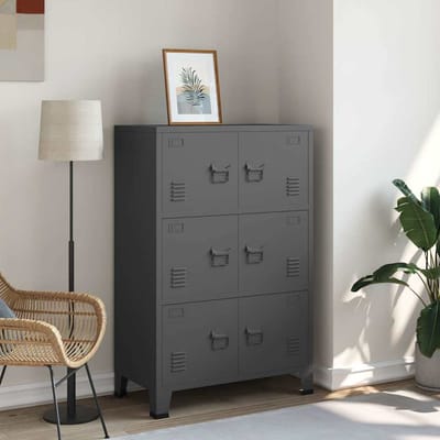 vidaXL - Opbergkast - industrieel - 70x40x115 - cm - metaal - antracietkleurig