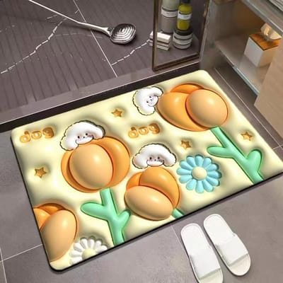 Cartoon 3D Patroon Driedimensionale Mat Absorberend Gemakkelijk Te Drogen Badkamermat Douche Toilet Zachte Diatomeeënaarde Mat 40 * 60cm diatom mud