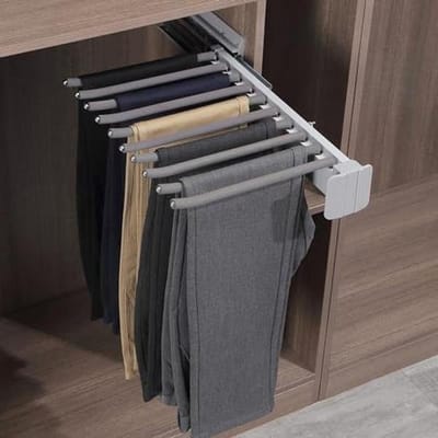 Broekhanger Uitbreidbaar - Kledingrek Kast - Kast Ruimte Besparen - 10 Broeken Ophangen - 46 cm Lang - Zilver