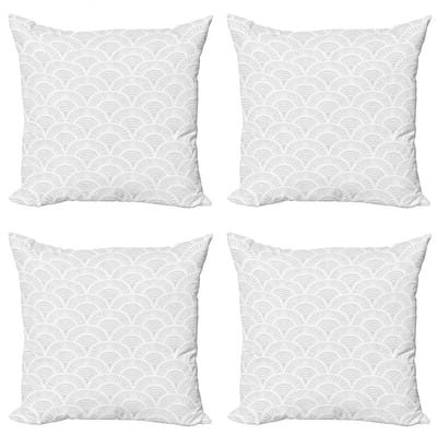 ABAKUHAUS Kussenhoezen Set 4x 45x45 cm – Dubbelzijdig bedrukt, Warm Taupe/Wit