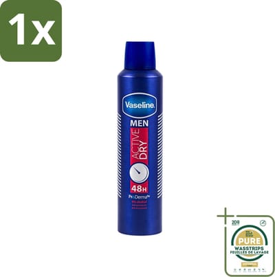 1 x Vaseline - Men Active Dry - Deospray - Anti-Transpirant - 250 ml- Anti-transpirant - Deodorant - Zweetbestendig - Frisheid - Mannelijke Geur