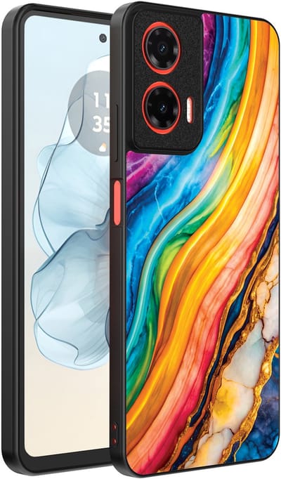 Smartphonica Telefoonhoesje Geschikt voor Motorola Moto G04 - G24 - G24 Power - E14 met Regenboog Goud Marmer Opdruk - TPU Backcover Case Rainbow Gold Marble Design
