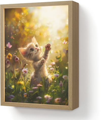 Nachtlampje 30x40 cm - Kinder lamp - Kitten - Dier - Natuur - Bloemen - Tafellamp kinderkamer draadloos - Slaapkamer lampje - Bedlamp kinderen - Kinderlampje - Wandlamp babykamer - Nachtlampjes