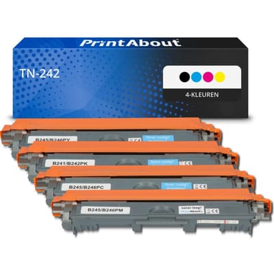 PrintAbout huismerk Toner TN-242 4-kleuren Multipack Geschikt voor Brother