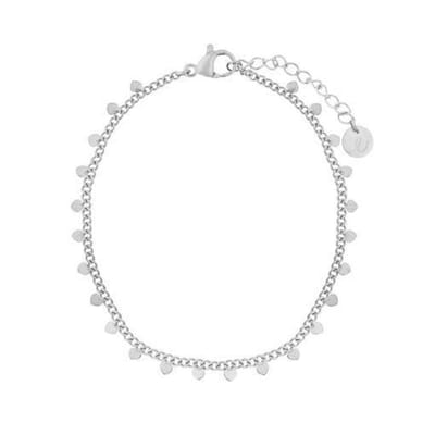 Armband kleine hartjes - Volwassenen - Zilver - Stainless steel (verkleurt niet) - Verlengkettinkje
