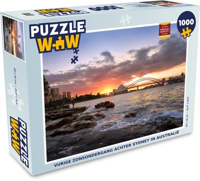 Puzzel Vurige zonsondergang achter Sydney in Australië - Legpuzzel - Puzzel 1000 stukjes volwassenen