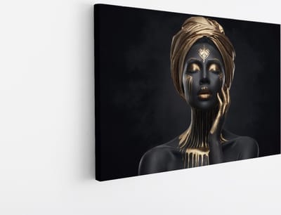 Saammp Canvas Schilderij - Vrouw met goud op het lichaam - abstract - 30x20 - Foto op canvas - Wanddecoratie - Muurdecoratie Woonkamer - Slaapkamer decoratie - Canvas Print