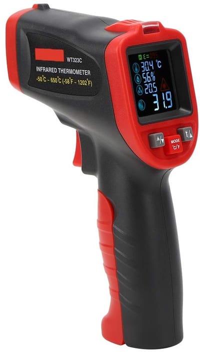 Allecto - Infraroodthermometer - Digitale thermometer - Handheld design - Temperatuurmeetinstrument - Geschikt voor binnen en buiten - Rood en zwart