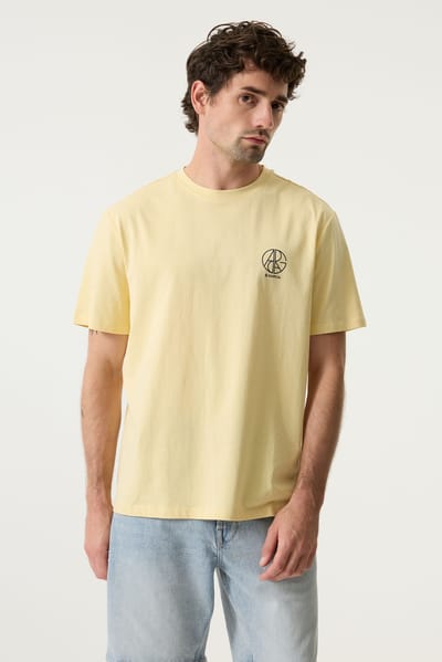 GARCIA Heren Print T-shirt Geel Korte mouw