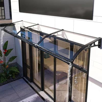 Veranda Luifel - Buiten Overkapping - Bescherming tegen regen - UV blokkerend polycarbonaat - Uitbreidbaar ontwerp - Zwart frame transparant