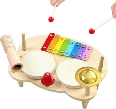 Houten Percussie Instrument - Muziekinstrument Kinderen - Muziek Maken - Veilig Ontwerp - 36 x 27 x 6 cm