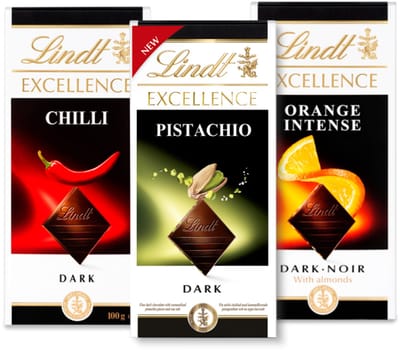 Lindt EXCELLENCE Chocolade Puur mix- Pure Chocoladerepen Smaakpakket - 100g per reep - 3-pack - Pistache, Sinaasappel, Karamel Zeezout