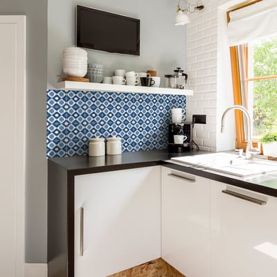 Tegelstickers voor de muur in keuken en badkamer - 24 etnische cementtegelstickers, Goma-stijl - 24 stickers, 15x15 cm