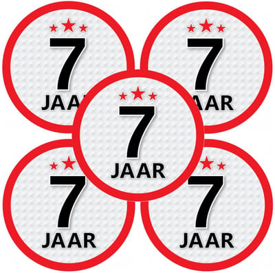7 jaar leeftijd sticker - 10x - rond - Dia 15 cm - 7 jaar verjaardag - jubileum - leeftijd versiering
