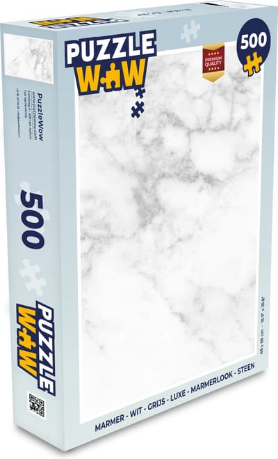 Puzzel Marmer - Wit - Grijs - Luxe - Marmerlook - Steen - Legpuzzel - Puzzel 500 stukjes