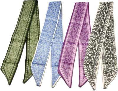 Elegante Sjaalset van 4 Stukken - Modeaccessoire voor Vrouwen - Geschikt voor Handtassen, Met Twillpatroon, Sjaal met Smalle Kraag en Styling Haarband