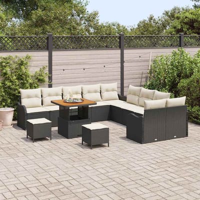 vidaXL - Tuinbank - Set - 13 - st - 12-Aantal - zitplaatsen - Zwart - en - Crème