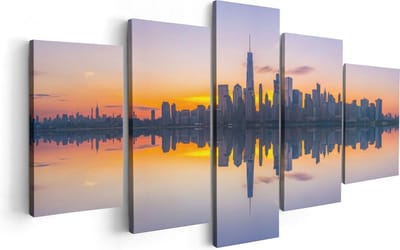Artaza Canvas Schilderij Vijfluik New York Skyline Bij Zonsopgang - 100x50 - Foto Op Canvas - Canvas Print