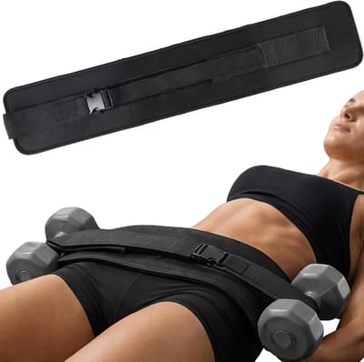Daity Heupriem uit één stuk voor dumbbells - kettlebells en halterschijven. Verstelbare heupriem met antislipvoering. Comfortabele heupbrugriem - geschikt voor thuis- en sportschooltrainingen (zwart).