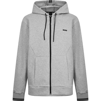 Boss Heren-hoodie met volledige ritssluiting en stretchstof (Zilver)