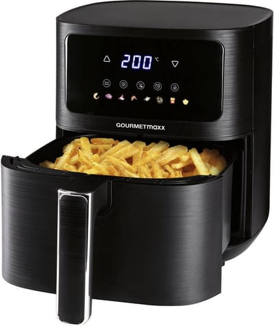 GourmetMaxx GOURMETmaxx Heißluft-Fritteuse Digital 4,5l 1500W Airfryer 4.5 l 1500 W Met display, Timerfunctie Zwart