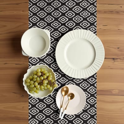 ABAKUHAUS Geometrische tafelloper – tafelloper 40x180 cm – Antraciet/Grijs