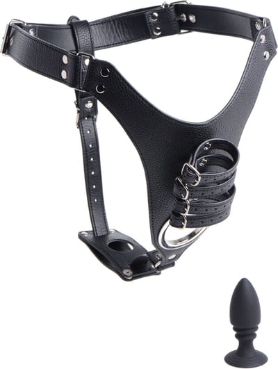 Male Chastity Harness with Silicone Anal Plug