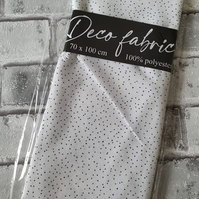 Deco Stof, 100% Polyester, quilten, patchwork, embroidery, 70 x 100 cm, Patroon wit met spikkels