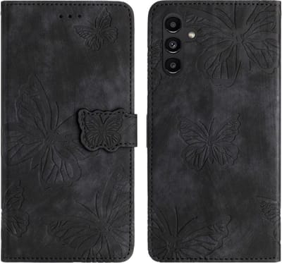 Coverup Hoesje - Geschikt voor Samsung Galaxy A26 Hoesje - Coverup Vlinders Book Case - Zwart