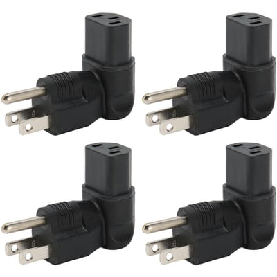 4 stuks voor NEMA 5-15P naar IEC320 C13 Converter 90 Graden 3-polige Stekkeradapter voor Laptopvoeding US Plug