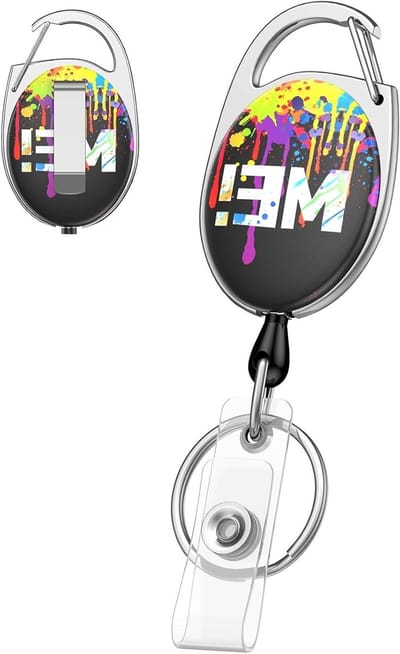 Retractable badge reel voor ID-kaarthouders met spetterprint, sterke en duurzame sleutelhanger van ABS kunststof