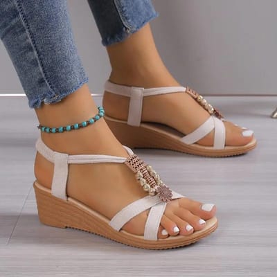 Dames Effen Kleur Wedge Sandalen Nieuwe Enkelgesp Antislip Gladiator Schoenen Vrouw Mode Chunky Platform Sandalias Mujer 38 brown