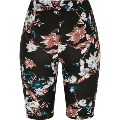 Urban Classics - Soft AOP blacksoftflower Korte cycle broek - XS - Zwart