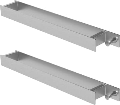 Set van 2 handdoekhouders om te plakken zonder boren met haken 42 cm zilver gemaakt van roestvrij staal ML-Design